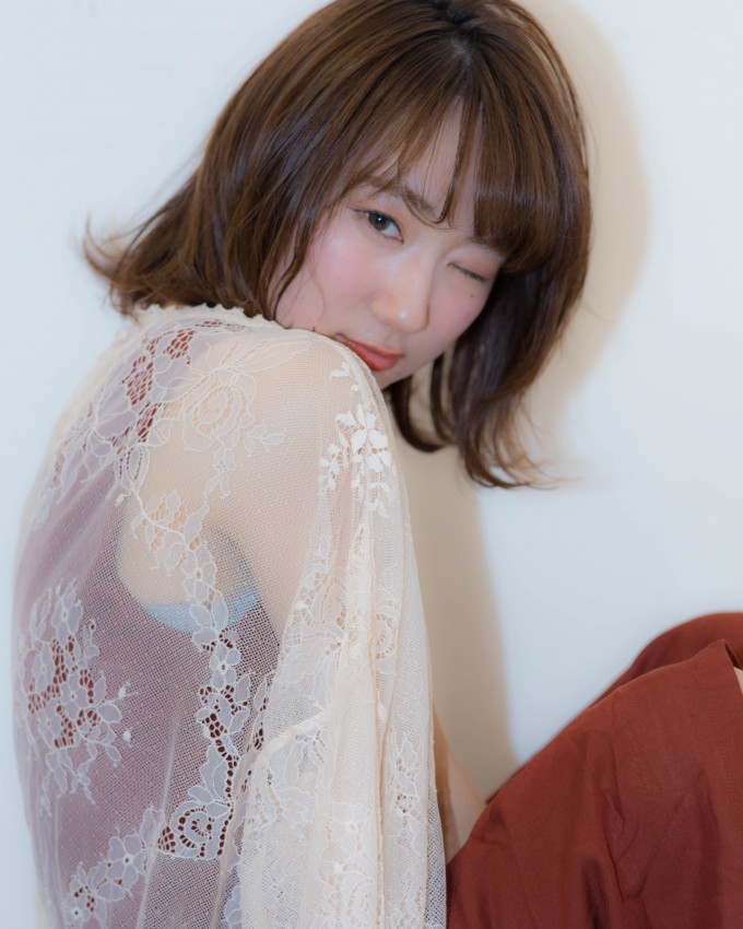 ナチュラルな外ハネひし形シルエット！切りっぱなしボブ！