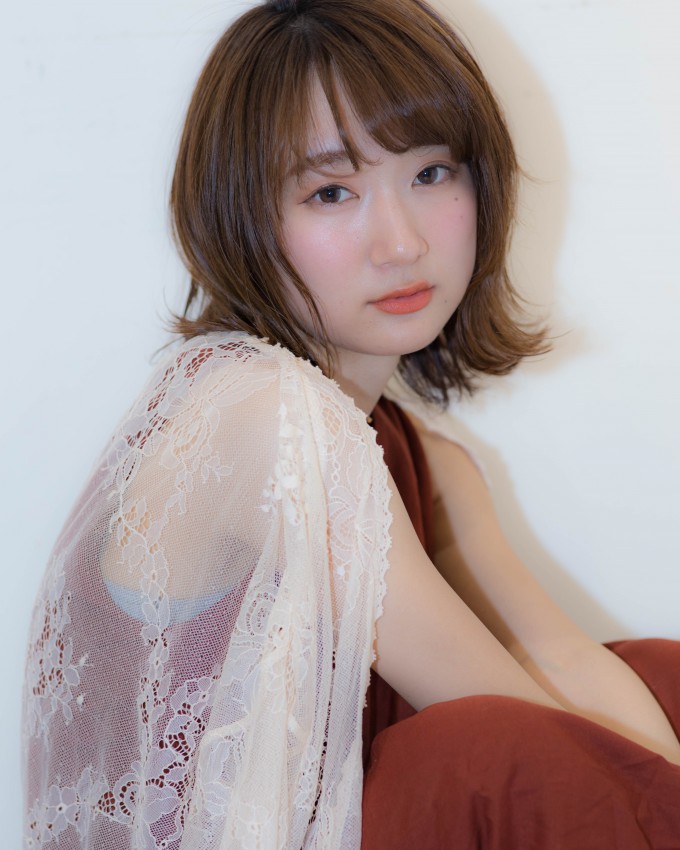 ナチュラルな外ハネひし形シルエット！切りっぱなしボブ！